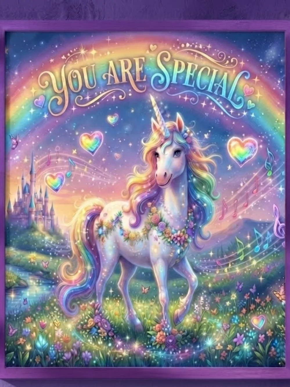 8.5x11 Cardstock You Are Special Rainbow Unicorn Wall Art Print  - Multicolor